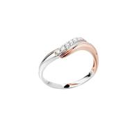 Homxi Anillos de Compromisos Oro Blanco y Oro Rosa 9K para Mujer, Geométrico con Diamante de 0,15 ct, Anillos de Alianza Mujer Plata Oro Rosa, Talla 22(62mm)