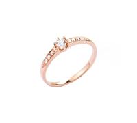 Homxi Anillos de Compromisos Oro Rosa 9K para Mujer, Redondo con Diamante de 0,15ct, Anillos Eternidad Oro Rosa Mujer, Talla 9(49mm)