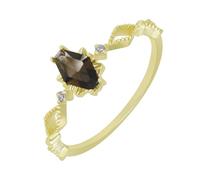 Homxi Anillos de Eternidad Mujer Oro Amarillo 9K, Irregular con Citrino Creado y Moissanita, Anillos Oro Matrimonio Mujer Talla 25(65mm)