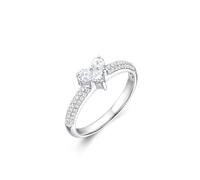 Homxi Anillos de Mujer Boda Oro Blanco 18K, Corazón con Diamante de 0,25ct, Anillos Compromiso Plata Mujer, Tamaño 9(49mm)