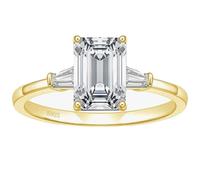 Homxi Anillos de Plata de Ley 925 Personalizados para Mujer, 4 Garras Rectángulo 7x9MM con Circonita, Anillo de Matrimonio Oro para Mujer Talla 20(60mm)