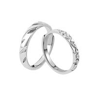 Homxi Anillos de Plata de Ley Mujer Hombre 925 Ajustable, Geométrico, Anillo Boda Plata para Pareja
