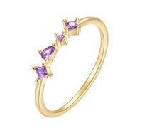 Homxi Anillos de Promesa Mujer Oro 14K, Gota de Agua con Amatista Creada, Anillo Compromiso Oro Amarillo Mujer Talla 22(62mm)