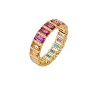 Homxi Anillos de Promesa Mujer Oro 14K, Rectángulo con Piedras Preciosas Naturales Coloridas de 1,2 ct y Diamante, Anillo Oro Boda Mujer, Talla 21(61mm)