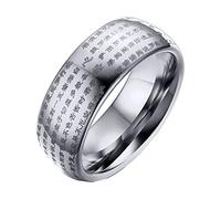 Homxi Anillos Hombre Tungsteno,Biblia de Palabras Chinas 8MM Anillos de Plata Hombre Anillo Hombre Talla 30(70mm)