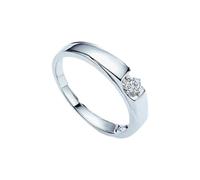 Homxi Anillos Mujer 950 Platino Eternidad, Redondo Simple con Diamante de 0,07 ct, Anillos Promesa Mujer Plata, Talla 12(52mm)