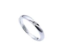 Homxi Anillos Mujer de 950 Platino Matrimonio, Simple Redondo con Diamante de 0,2ct, Anillos Alianza Plata Mujer, Talla 23(63mm)