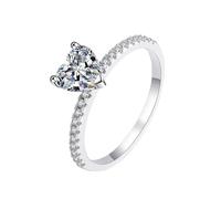 Homxi Anillos Mujer de Compromiso de Oro Blanco de 18K, Corazón con Diamante Creado de 2ct, Anillos Matrimonio Plata Mujer, Talla 13(53mm)
