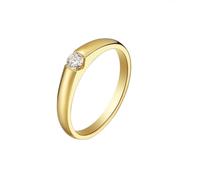 Homxi Anillos Mujer de Oro 9 Kilates Eternidad, Redondo Solitario con Diamante de 0,1ct, Anillos Promesa Oro Mujer, Tamaño 16(56mm)