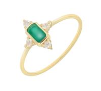 Homxi Anillos Mujer de Oro Amarillo 14 Kilates Matrimonio, Rectángulo con Esmeralda Creada y Moissanita, Anillos de Mujer Oro Amarillo Talla 14(54mm)