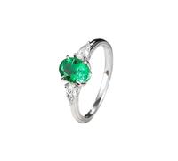 Homxi Anillos Mujer de Oro Blanco 18 Kilates Boda, 4 Garras Oval y Gota de Agua con Esmeralda de 1,2 ct y Moissanita, Anillos Promesa de Mujer Plata Verde, Tamaño 14(54mm)