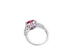 Homxi Anillos Mujer de Oro Blanco 18 Kilates Matrimonio, Corazón con Rubí Creado de 2,55 ct y Moissanite de 0,35 ct, Anillos Eternidad Plata Rojo Mujer, Talla 25(65mm)