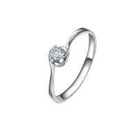 Homxi Anillos Mujer Eternidad 950 Platino, Corazón Hueco y Redondo con Diamante de 0,12ct, Anillo Matrimonio Plata Mujer, Tamaño 20(60mm)