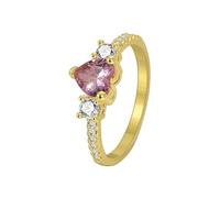 Homxi Anillos Mujer Oro 14 Kilates Compromiso,Corazón con Morganita Creada y Moissanita Anillos Oro Amarillo Alianzas Talla 21(61mm)
