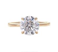 Homxi Anillos Mujer Oro Amarillo 18 Kilates Promesa, 4 Garras Redondo Solitario con Moissanita de 3ct, Anillos de Eternidad Oro Mujer, Talla 14(54mm)