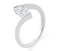 Homxi Anillos Mujer Oro Blanco 9K de Promesa, Marquesa Solitario con Moissanita de 2ct, Anillo Plata Boda Mujer, Talla 20(60mm)