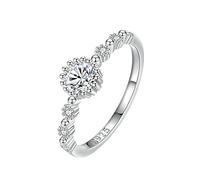 Homxi Anillos Mujer Plata de Ley 925 Boda,Anillo para Boda Redondo Circonita Plata Anillos Mujer Matrimonio Talla 12(52mm)