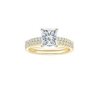 Homxi Anillos para Mujer Grabados en Plata de Ley 925, Set de Anillos Cuadrado 7x7MM con Circonita, Anillo Oro de Matrimonio para Mujer Talla 21(61mm)