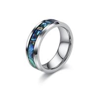 Homxi Anillos para Pareja Grabados en Tungsteno, 8MM Redondo con Patrón de Concha, Anillos de Matrimonio Plata para Hombre Talla 20(60mm)