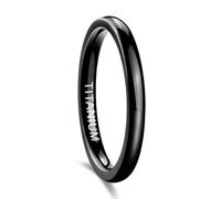 Homxi Anillos Personalizados con Nombre de Titanio para Mujer, Redondo Pulido 2MM, Anillo de Matrimonio Negro para Mujer Tamaño 21(61mm)