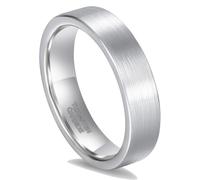 Homxi Anillos Personalizados Tungsteno para Hombre Mujer, Redondo Mate 5MM, Anillo de Matrimonio Plata para Hombre Tamaño 14(54mm)