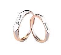 Homxi Anillos Plata de Ley 925 Hombre Mujer Ajustable, Letra Je t'aime, Anillos Boda de Promesa Pareja Plata