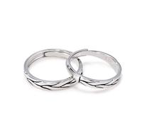 Homxi Anillos Plata de Ley 925 Pareja Ajustable, Líneas Geométricas, Anillo Boda Pareja Plata