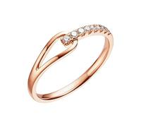 Homxi Anillos Promesa Mujer Oro Rosa 14K, Hueco con Diamante de 0,11ct, Anillo de Compromiso Mujer Oro Rosa, Talla 11(51mm)