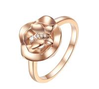 Homxi Anillos Promesa Oro Mujer 9K, Flor y Mariposa con Diamante de 0,03ct, Anillo Eternidad Mujer Oro, Talla 7(47mm)