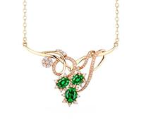 Homxi Colgante Cadena de Oro Mujer 18K,Collar Cadena Flor con Esmeralda Creada Collar de Oro Verde de Mujer
