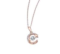 Homxi Colgante Collar Cadena Mujer Oro Rosa 14 Kilates, Luna y Estrella con Moissanita, Colgante Cadena de Oro Rosa Mujer