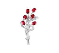 Homxi Colgante de Oro Blanco 18K Mujer,Colgantes Bouquet con 2.2ct Rubí Creado y Moissanita Collares de Mujer de Plata