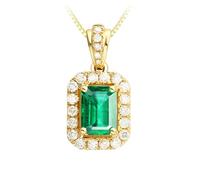 Homxi Colgante Oro 18K Mujer,Colgantes Rectángulo con 1.81ct Esmeralda Creada y Moissanita Colgantes Collar de Mujer de Oro Verde