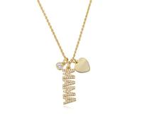 Homxi Collar Cadena de Oro Amarillo Mujer 9 Kilates, Letra MAMA y Corazón con Moissanita, Collares Mujer Oro