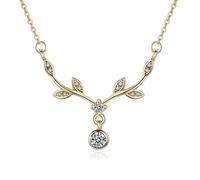 Homxi Collar Cadena de Oro Mujer 18 Kilates, Hojas con Diamante Creado y Moissanita, Collar Colgante Cadena de Oro Mujer