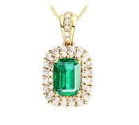 Homxi Collar Cadena Mujer Oro 18 Kilates,Collares Rectángulo con 1.81ct Esmeralda Creada Collar Cadena Verde Mujer