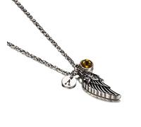 Homxi Collar Cenizas Humanas ala de Ángel con Piedra Nacimiento de Noviembre y Letra J Colgante de Acero Inoxidable Mujer Colgante Cenizas Humanas Plata