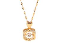 Homxi Collar de Oro 14 Kilates para Mujer, Doble Corazones Hueco con Diamante Creado y Moissanita, Colgantes Collar de Oro para Mujer