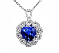 Homxi Collar de Oro Blanco Mujer 18 Kilates,Collares Corazón con 5.15ct Tanzanita Collar de Mujer Plata Azul