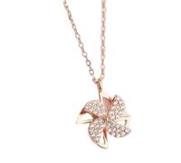 Homxi Collar Mujer de Oro Rosa,Colgante Mujer Plata de Ley 925 Molinos de Viento con Circonita Colgantes y Collares Oro Rosa