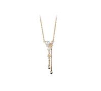 Homxi Collar Oro Rosa Mujer 14 Kilates, Estrella Perla y Borlas con Moissanita, Colgante Collar para Mujer Oro Rosa