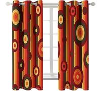 Homxi Cortinas 2 Piezas Traslúcidas,2 x 107W x 274H CM,Cortinas Cocina Opacas Ventana Rojo Naranja Amarillo Redondo Cortina Salon Ojales