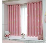Homxi Cortinas para Salon Opacas 2 Piezas,2 x 107W x 115H CM,Cortina Opaca Termica Rosa Doble Capa con Bordado de Trigo Cortina Salon con Ojales