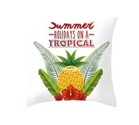 Homxi Fundas de Cojines 45x45 Modernas Exterior,Poliester Funda de Cojín Flores Hojas y Piña Summer Holidays On A Tropical Blanco Verde Rojo