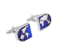 Homxi Gemelos Camisa Azul Hombre, Mapa del Mundo, Cobre, Gemelos Camisa Hombre Boda