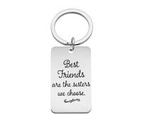 Homxi Llavero Acero Inoxidable Hombre Llaves,Llaveros para Regalos Boda Placa Militar Grabado Best Friends Are The Sisters We Choose Llavero de Pareja Plata