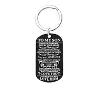 Homxi Llavero Acero Inoxidable Llaveros de Mujer,Llaveros para Regalo Placa Militar TO MY Son,I Want You TO Beleive...MOM Llaveros para Mujer Negro