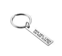 Homxi Llaveros Acero Inoxidable Pareja,Llaveros Regalo Placa Militar Grabado Drive Safe, I Need You Here with me Llavero para Hombre Plata