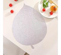 Homxi Manteles Individuales 8 Piezas, 30 x 42 CM, Hoja, Mantel Mesa Comedor Individual PVC, Plata