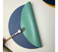 Homxi Manteles Individuales de Mesa 8Piezas, 38 CM, Redondo con Bicolor Doble Cara, Individuales Mesa Comedor Lavables Cuero, Azul Verde